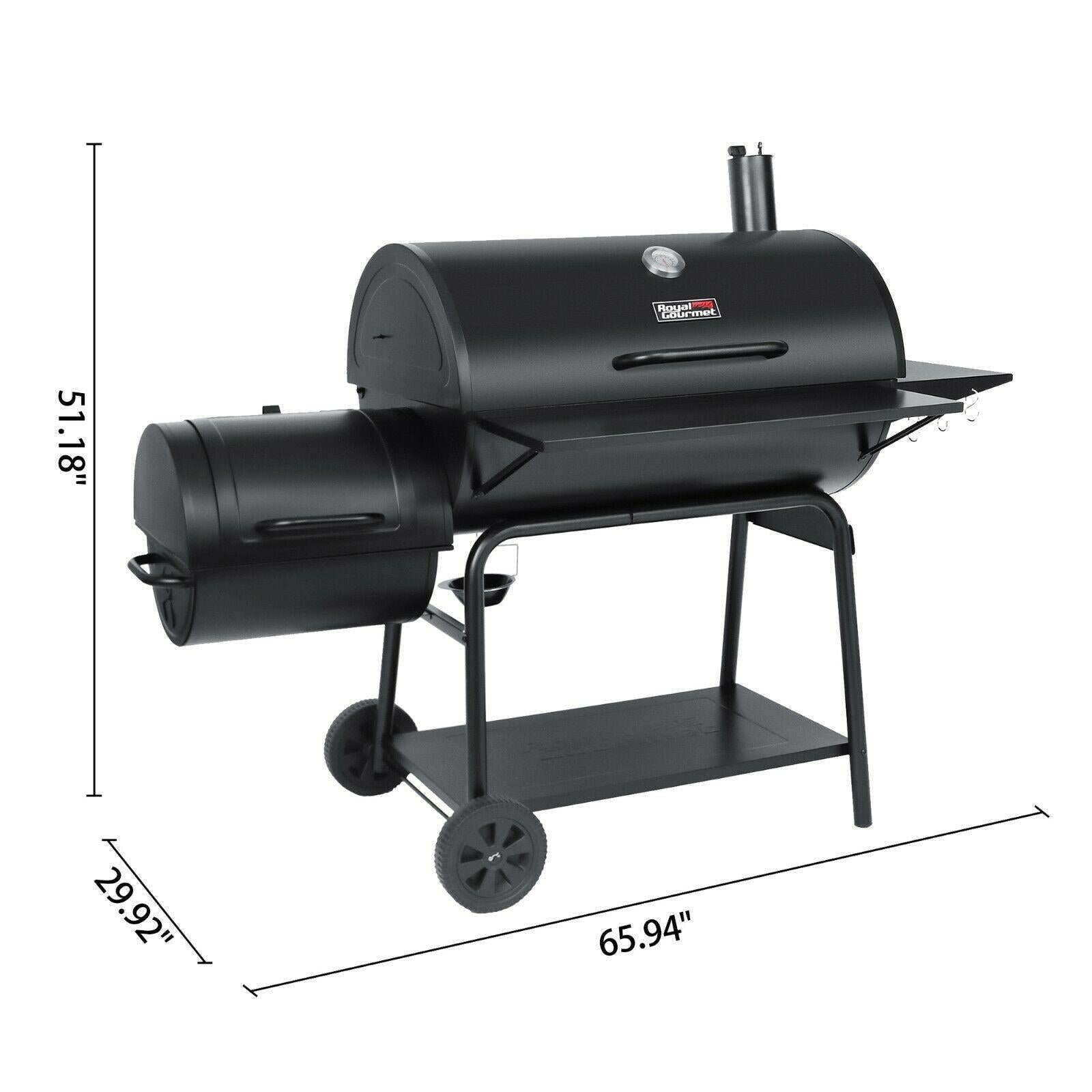 36IN Outdoor BBQ Barrel Charcoal Grill with Offset Smoker CC2036F