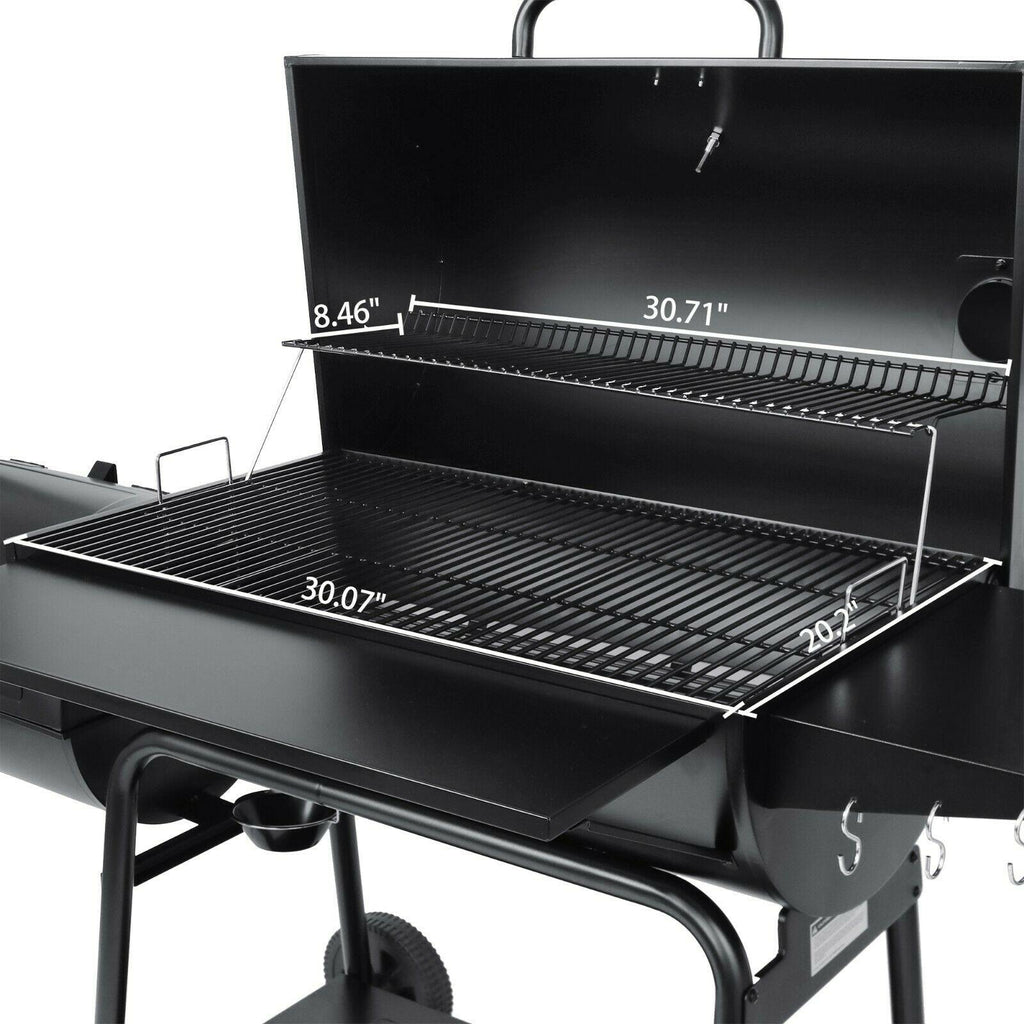 36IN Outdoor BBQ Barrel Charcoal Grill with Offset Smoker CC2036F