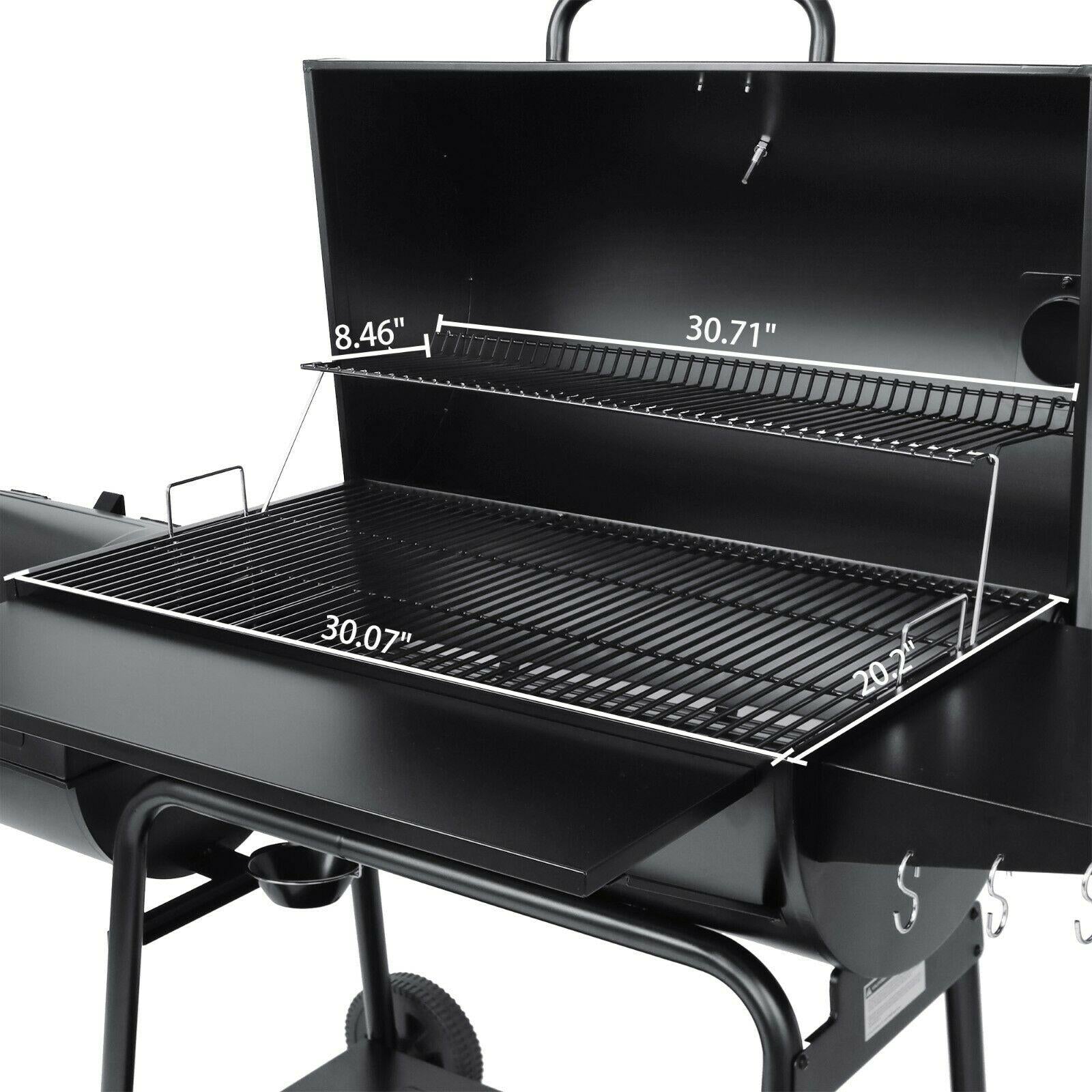 36IN Outdoor BBQ Barrel Charcoal Grill with Offset Smoker CC2036F