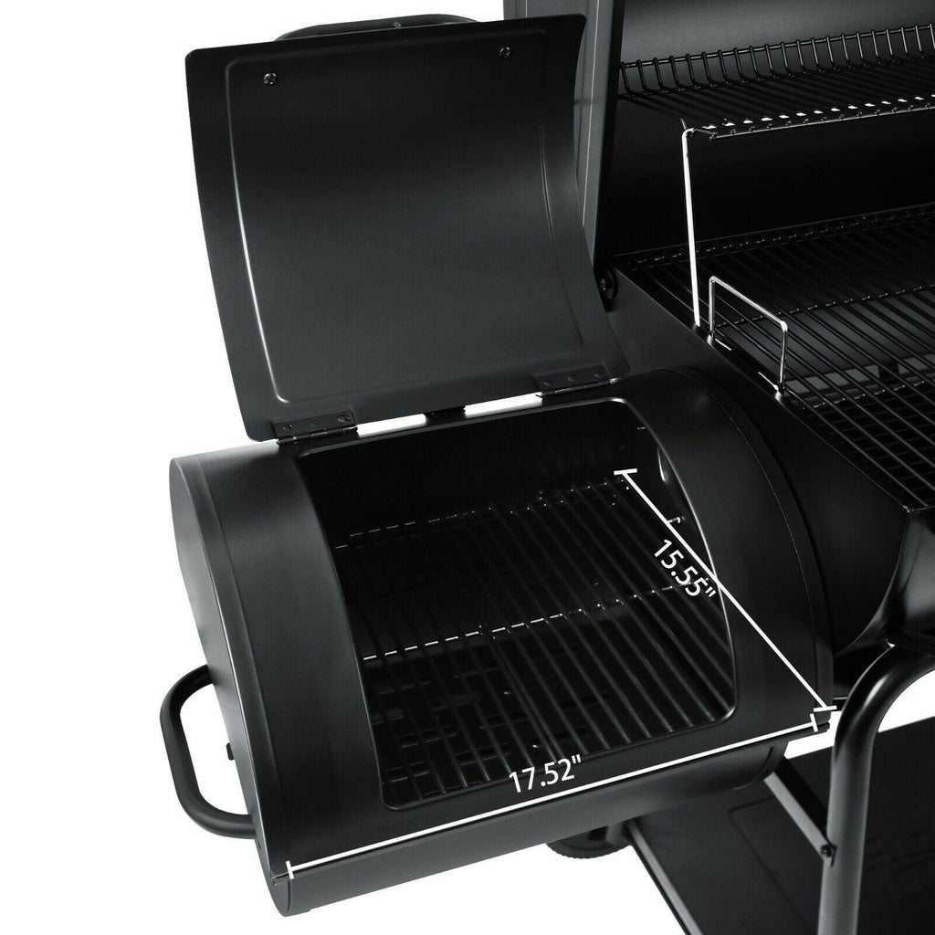 36IN Outdoor BBQ Barrel Charcoal Grill with Offset Smoker CC2036F
