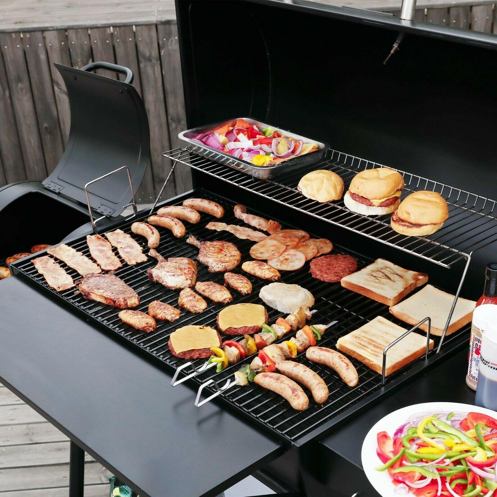 36IN Outdoor BBQ Barrel Charcoal Grill with Offset Smoker CC2036F