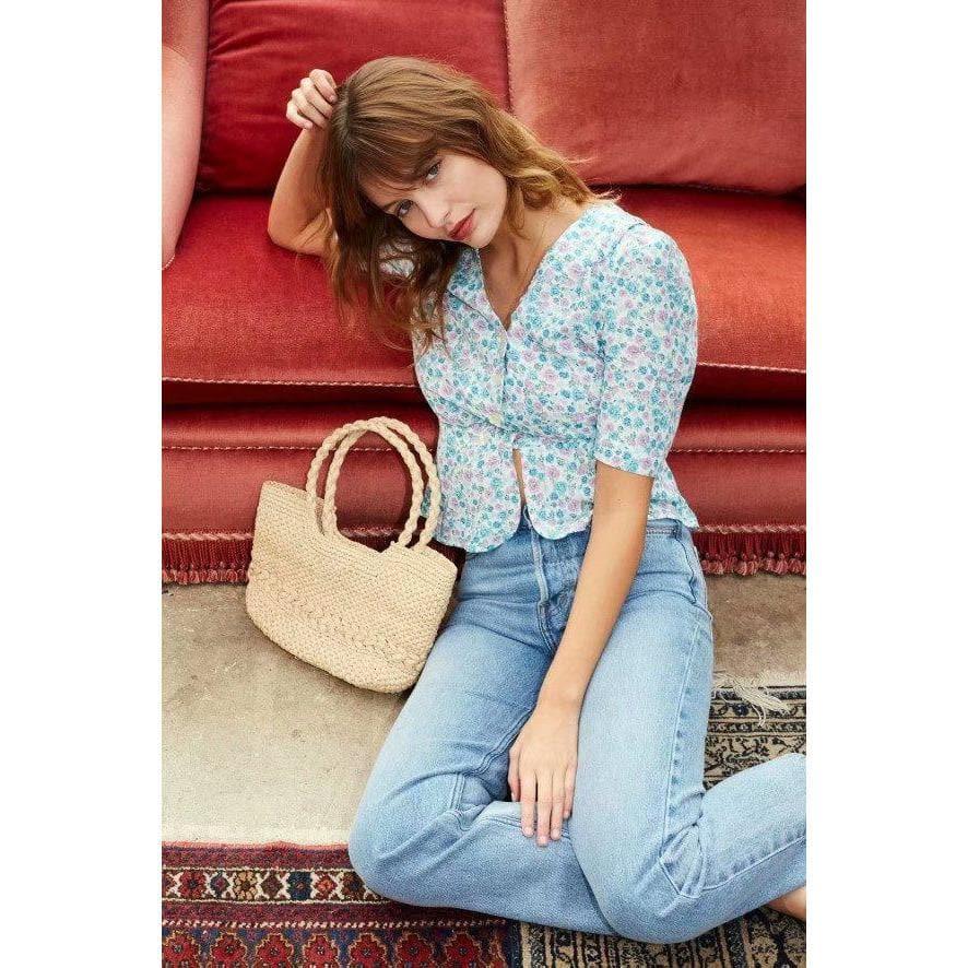 floral short sleeve blouse