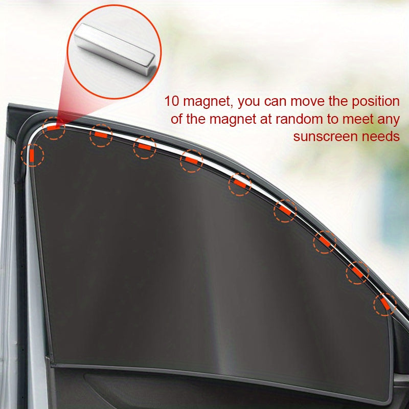 4pcs Car Magnet Side Window Sunshade Curtain Magnetic Black Shading Net Sunshade Insulation Privacy Curtain Row Car Window Sunshade Curtain Universal