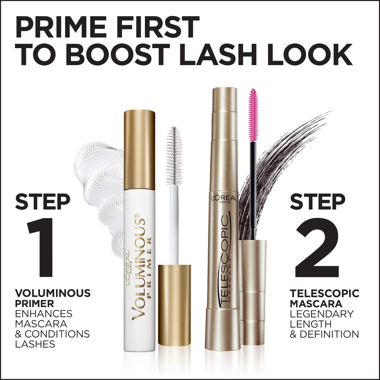 L'Oreal Paris Makeup Telescopic Original Lengthening Mascara, 0.27 Fl Oz (Pack of 2), Washable Black