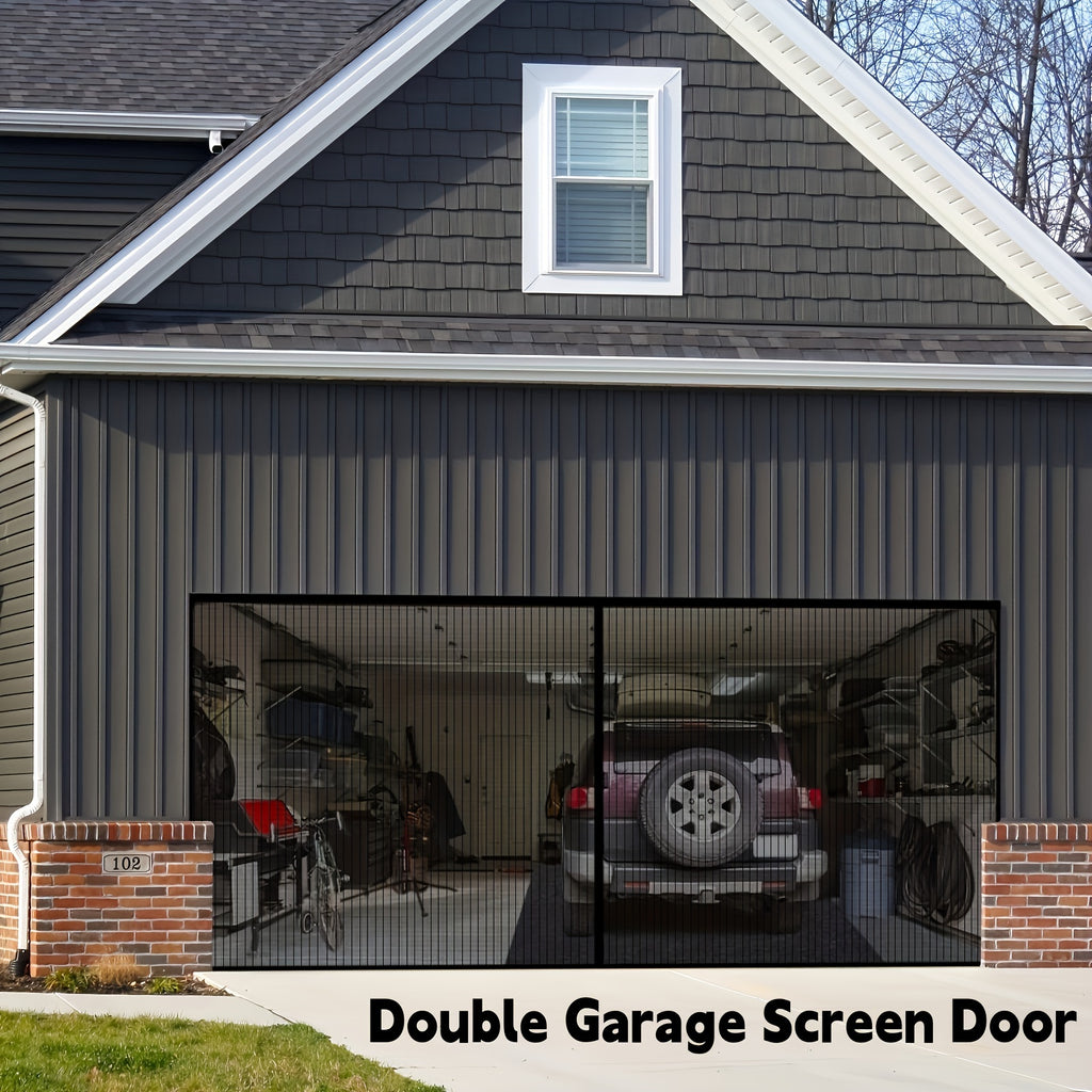 Double GaraScreen Door, 13*6.56FT Magentic GaraDoor Net For 2 Car GaraDoor Screen, Fiberglass GaraScreen Cover Kit, Magnets And Weighted