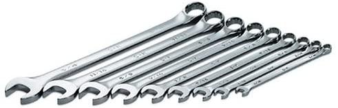 SK Professional Tools 86016 9-Piece 12-Point Fractional Long Combination Wrench Set - SuperKrome Finish, Set of 9 Chrome Wrenches Made in USA