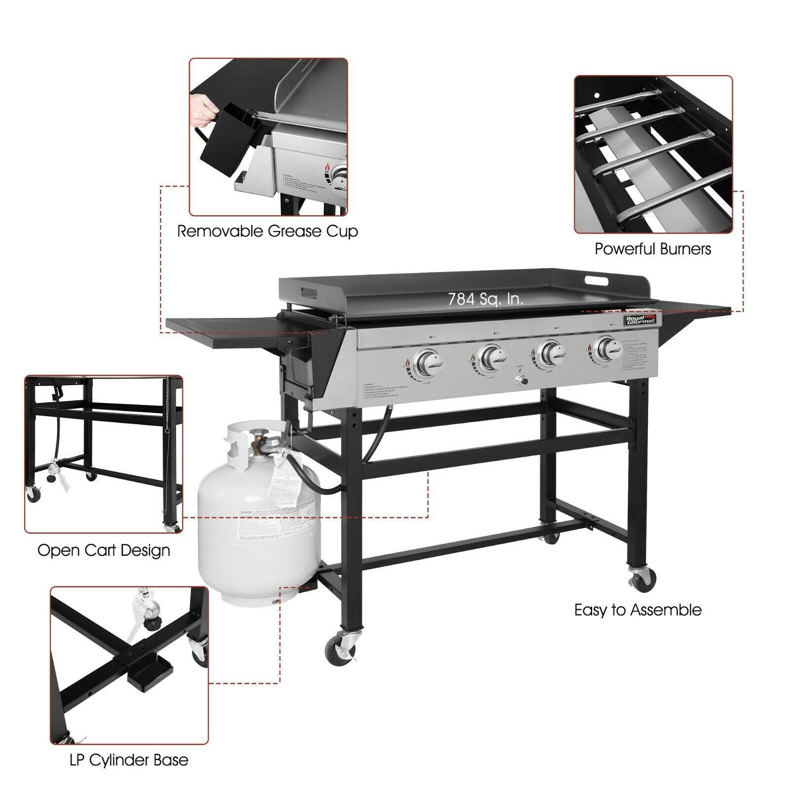 4-Burner Gas Griddle 36IN Flattop Propane Gas Grill Griddle GB4001