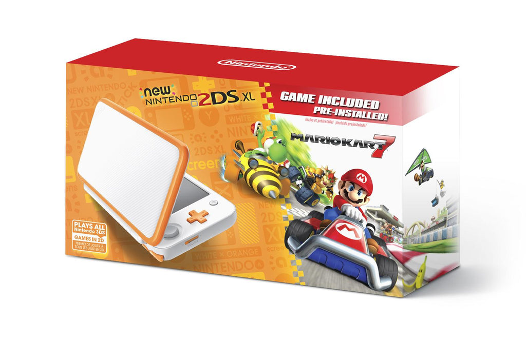 Nintendo 2DS XL System w/ Mario Kart 7 Pre-installed, Oran&amp; White