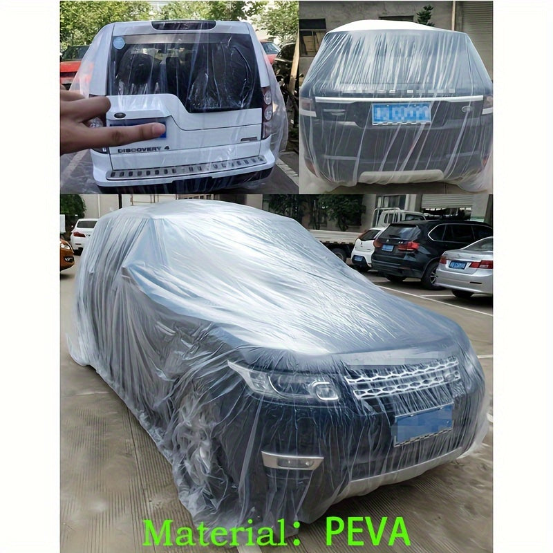 PE Plastic Car Cover Transparent Waterproof Dustproof Vehicle Protection Anti-Scratch Soft Material