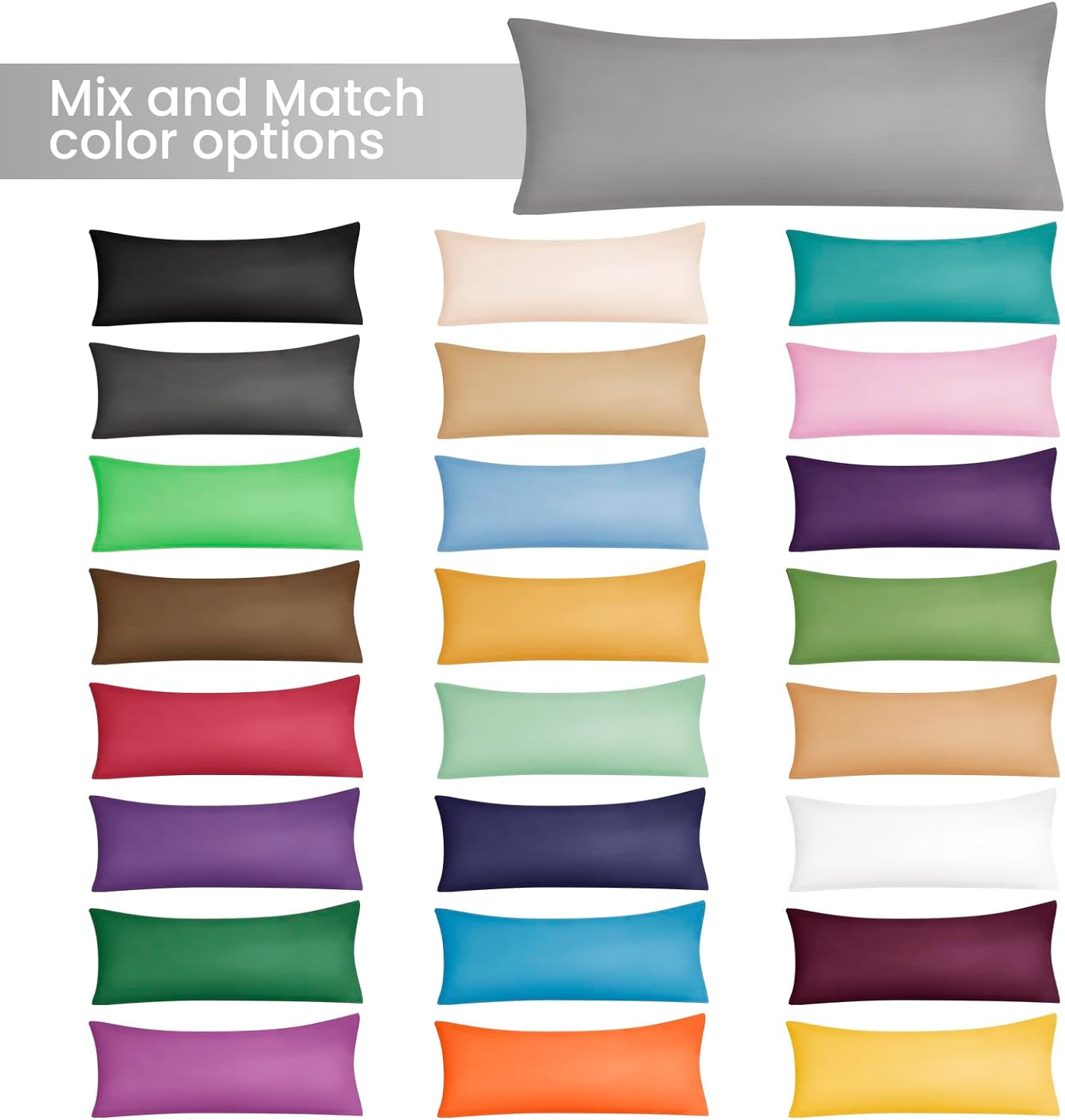 Evolive Ultra Soft Microfiber Body Pillow Cover/Pillowcases 21"x54" with Hidden Zipper Closure (21"x54" Body Pillow Cover, Charcoal Grey)