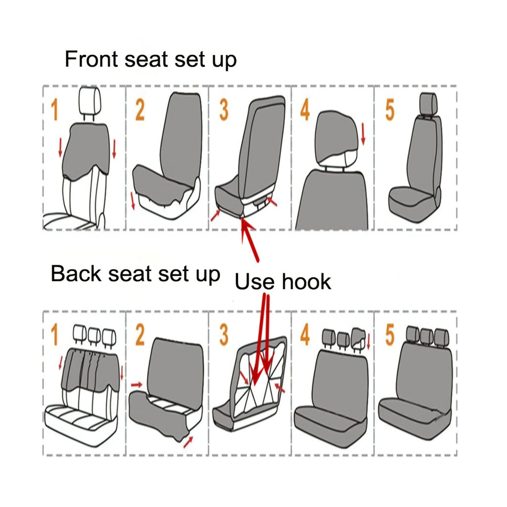 Car Seat Cover, 2mm Spon5 Seats Full Set Car Seat Cover Universal Multi-color Flat Model 9pcs Set