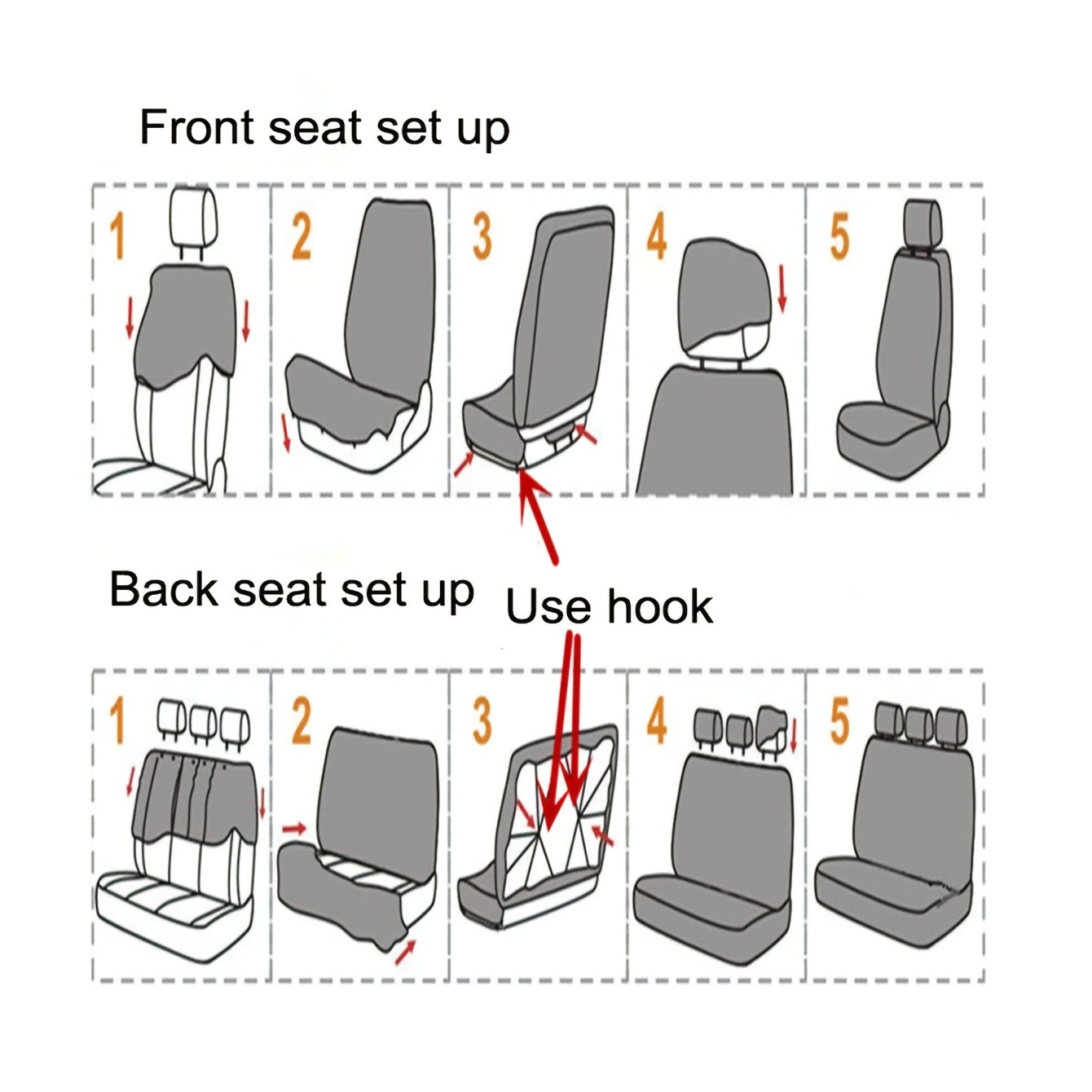 Car Seat Cover, 2mm Spon5 Seats Full Set Car Seat Cover Universal Multi-color Flat Model 9pcs Set
