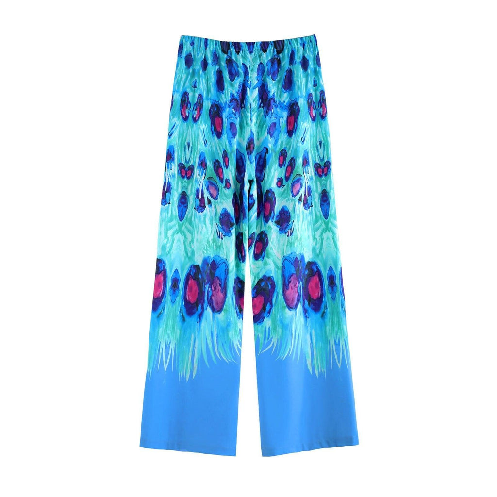 boho casual floral print long pants