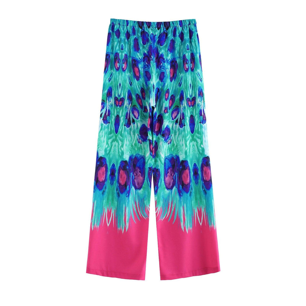 boho casual floral print long pants