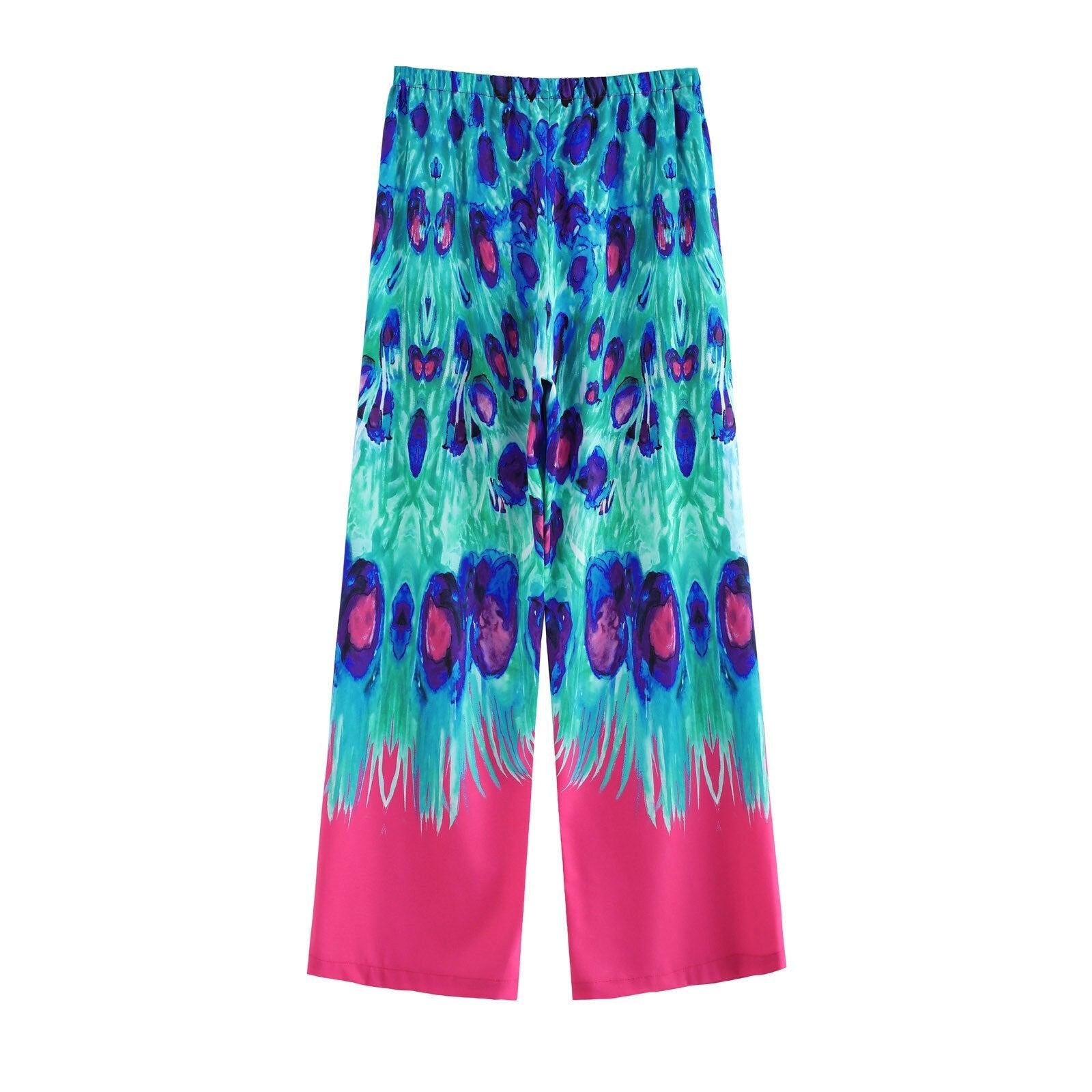 boho casual floral print long pants