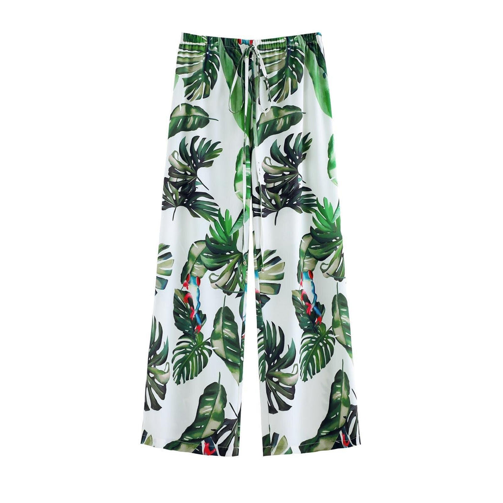 boho casual floral print long pants