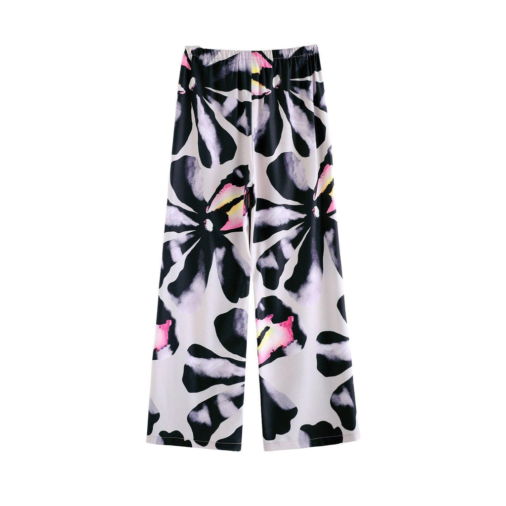 boho casual floral print long pants