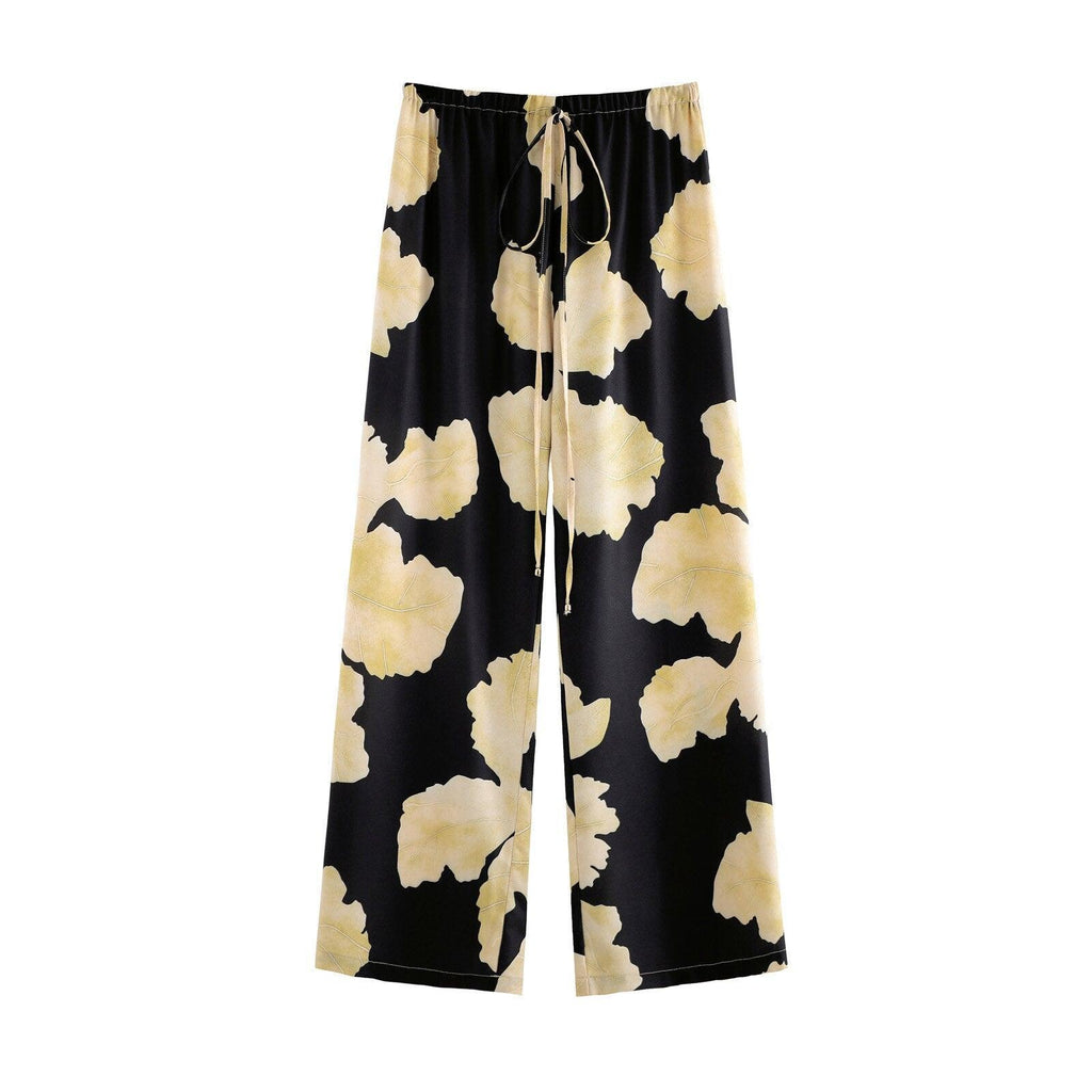 boho casual floral print long pants