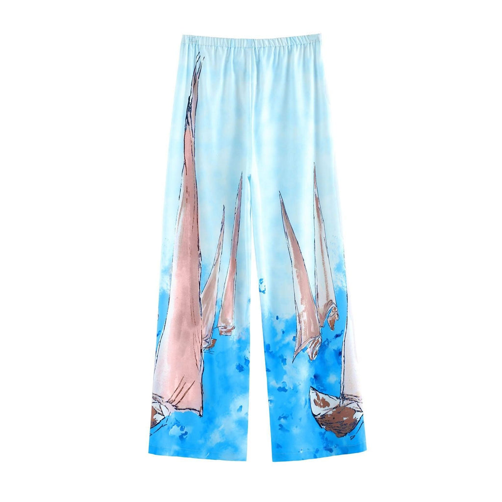 boho casual floral print long pants