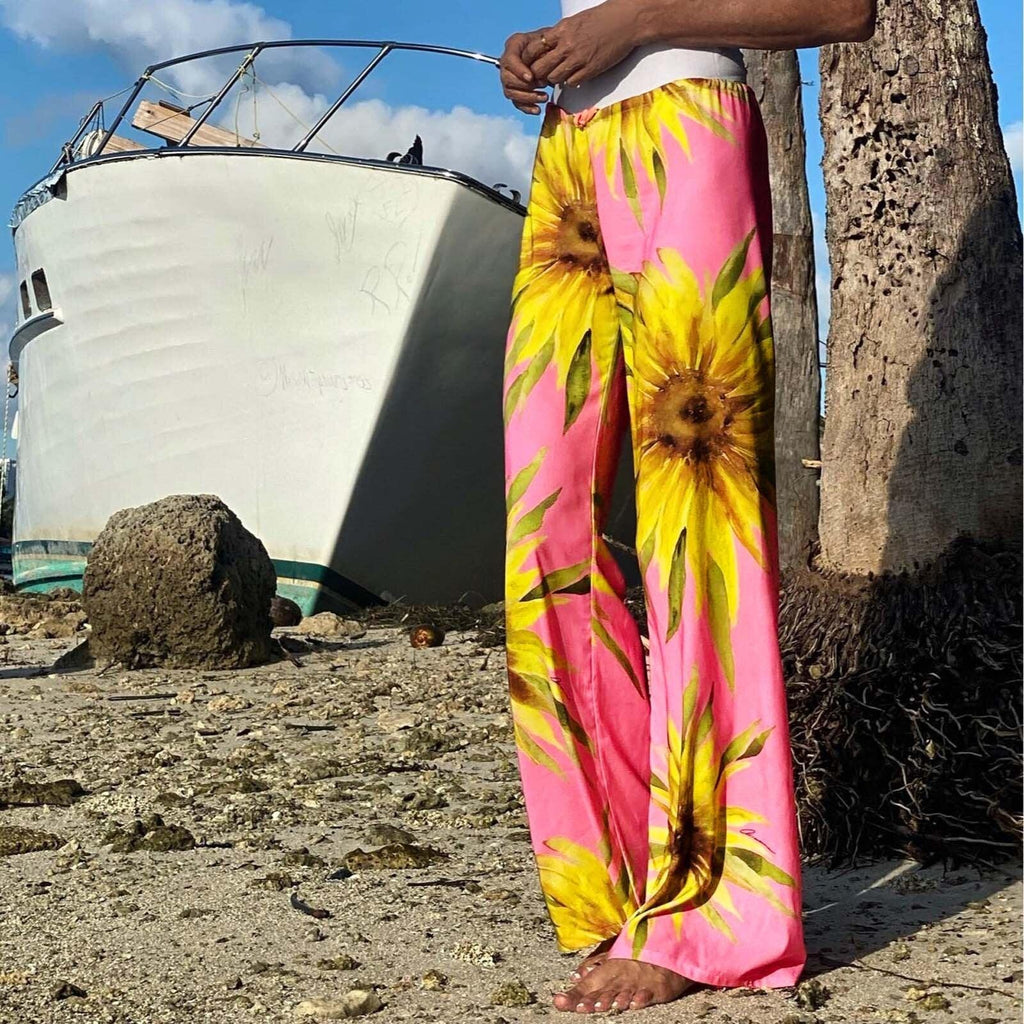 boho casual floral print long pants