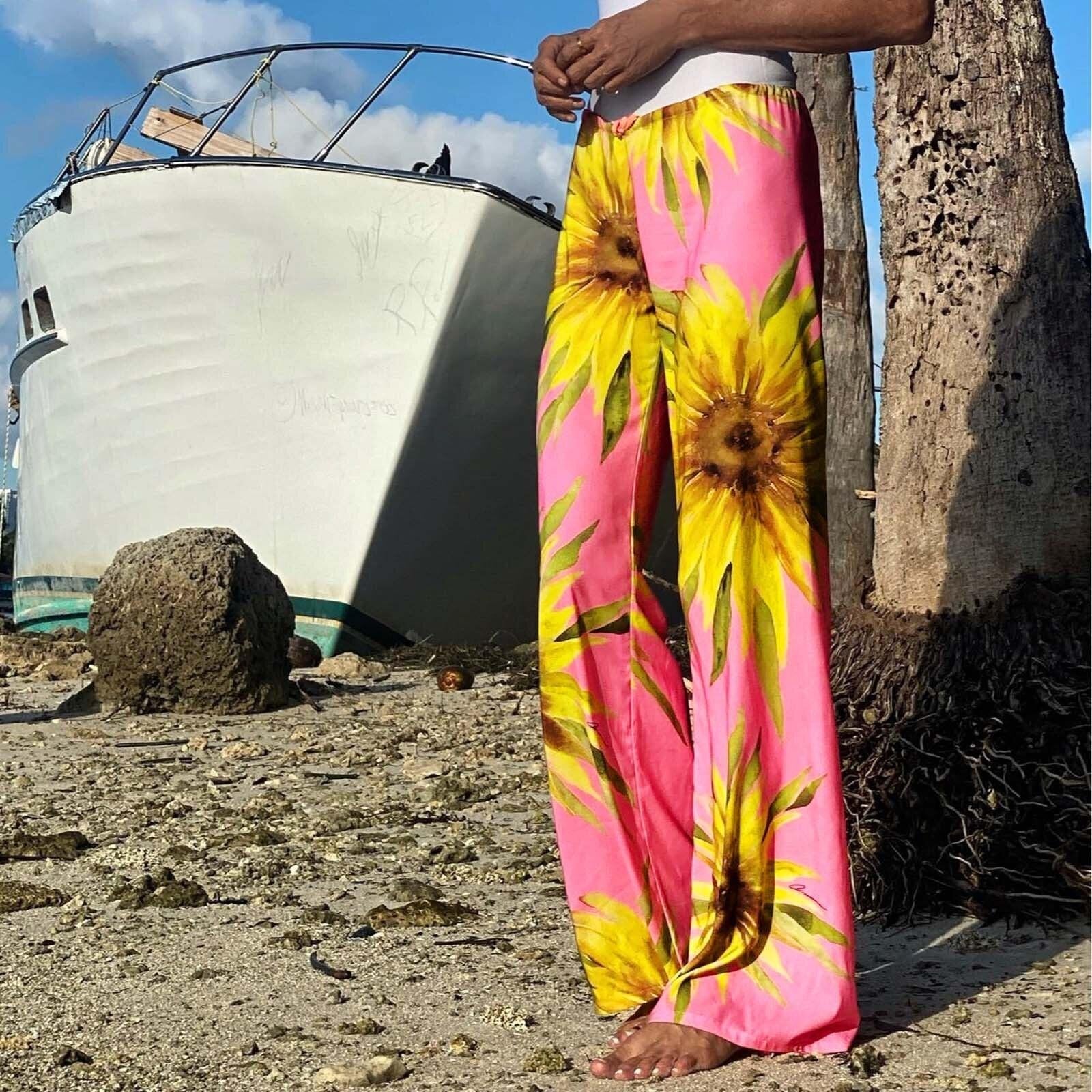 boho casual floral print long pants