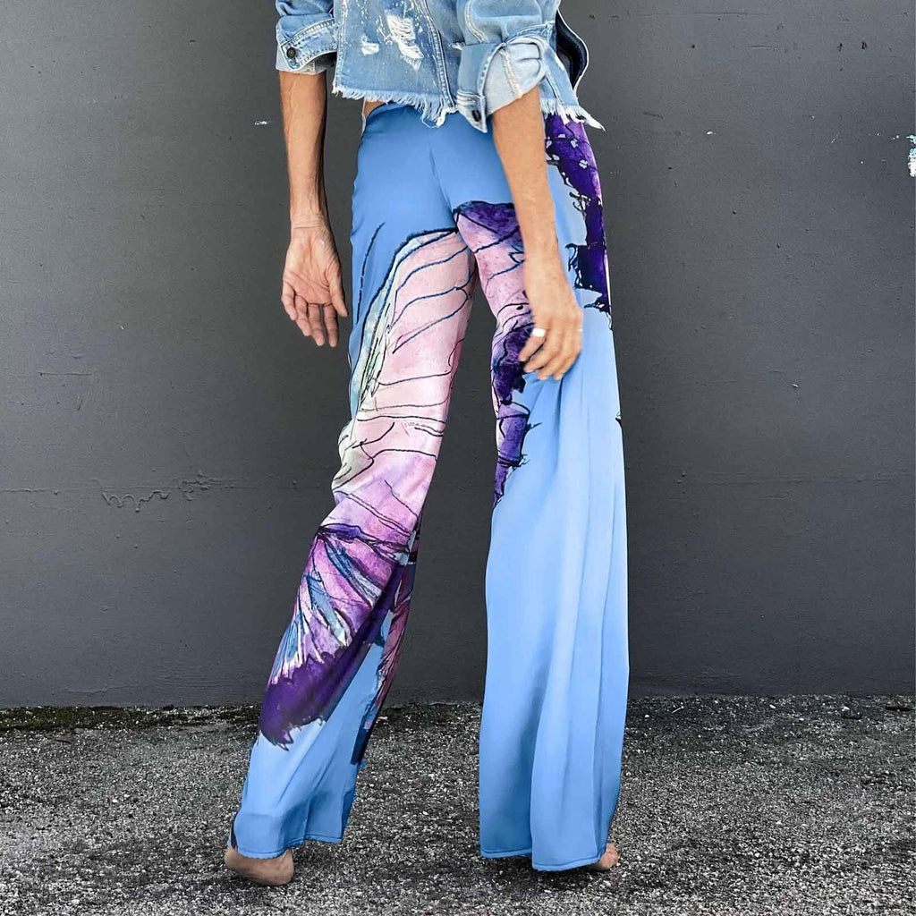 boho casual floral print long pants