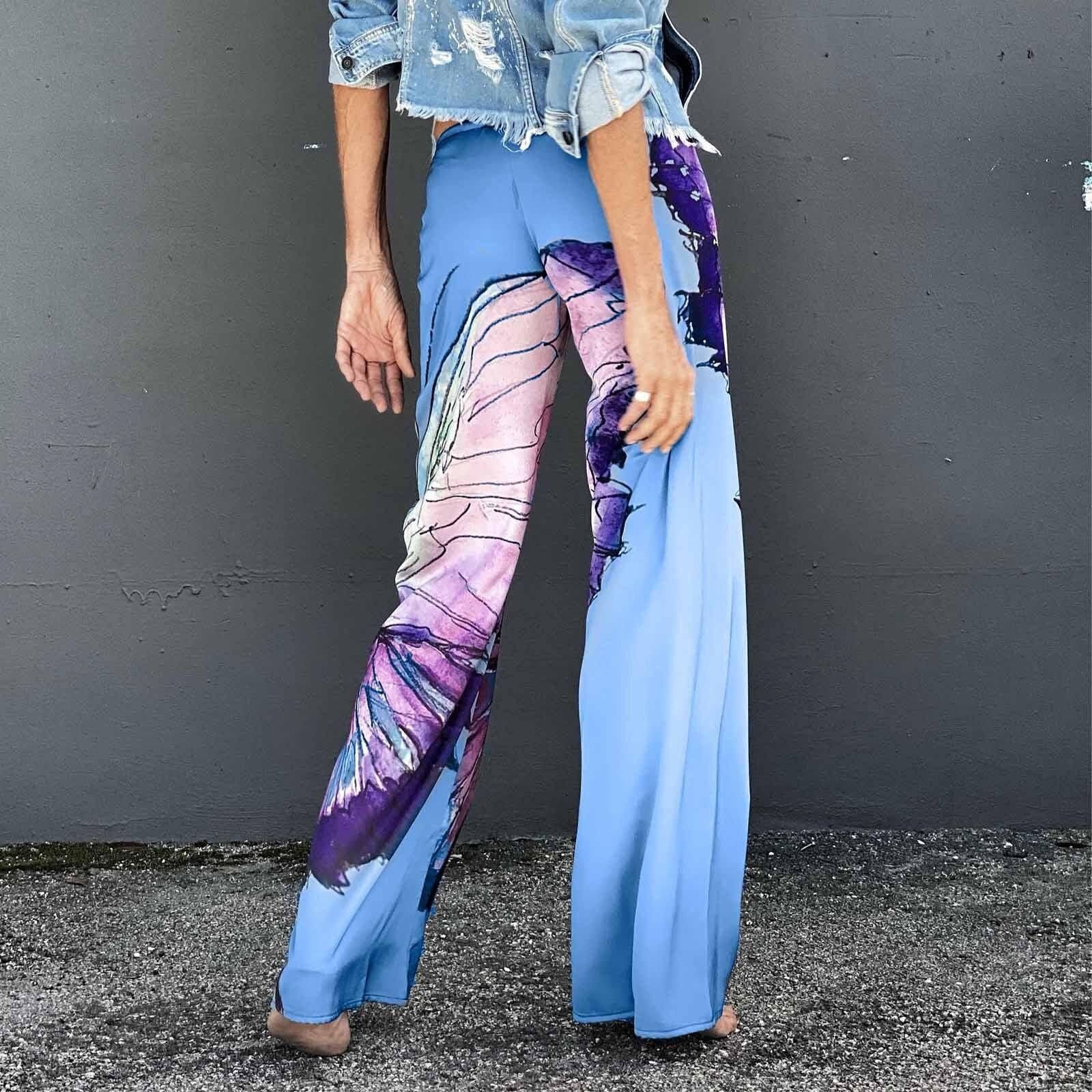 boho casual floral print long pants