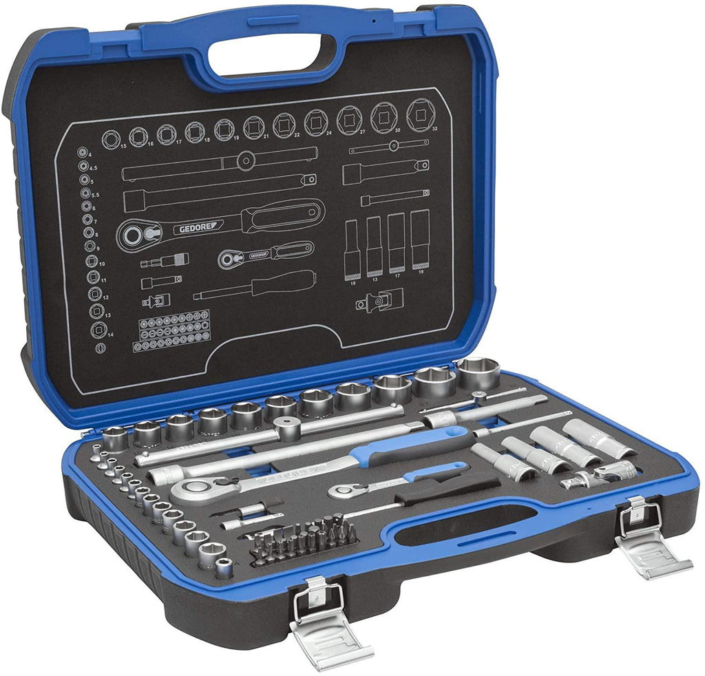Gedore 19 BMC 20 Socket Spanner Set 1/4 Inch + 1/2 Inch Socket Spanner Set