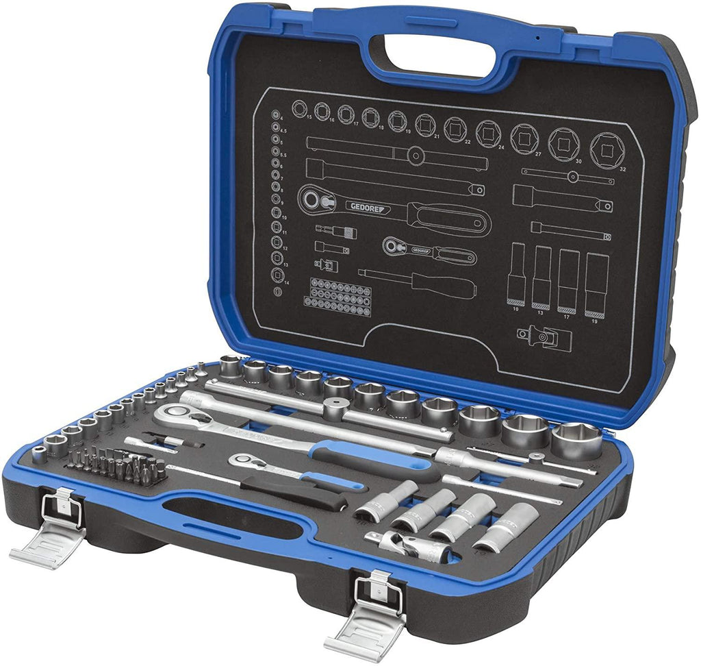 Gedore 19 BMC 20 Socket Spanner Set 1/4 Inch + 1/2 Inch Socket Spanner Set