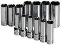 S K Hand Tools SKT1863 .38in. Drive 6 Point Metric Deep and Extra Deep Socket Set - 13 Pieces