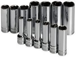 S K Hand Tools SKT1863 .38in. Drive 6 Point Metric Deep and Extra Deep Socket Set - 13 Pieces