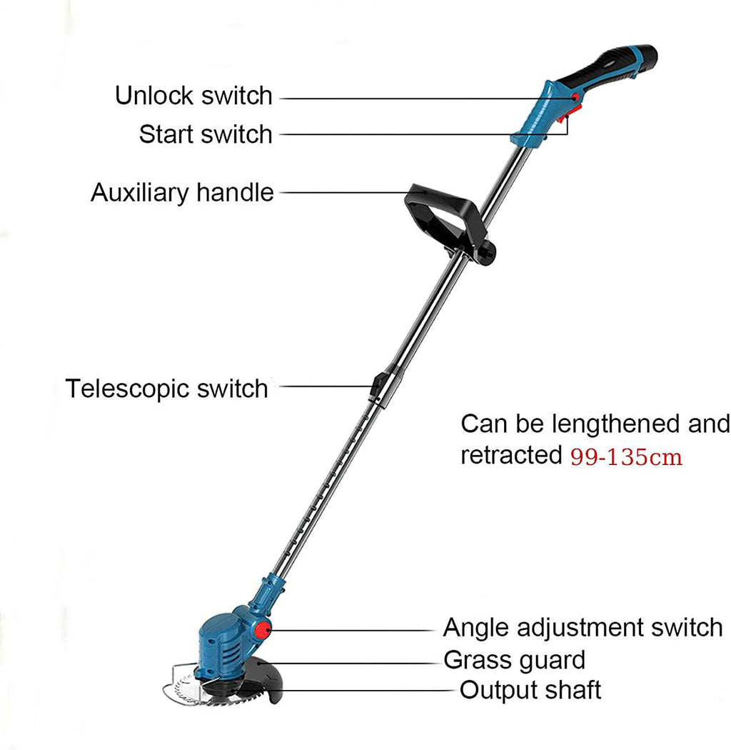 KHLRDK 12V Electric Grass Trimmer, Telescopic Electric Lawn Mower, Power Weeder with Battery and Charger for Lawn Trimming, Lawn Care, Driveway & Pathway Edging