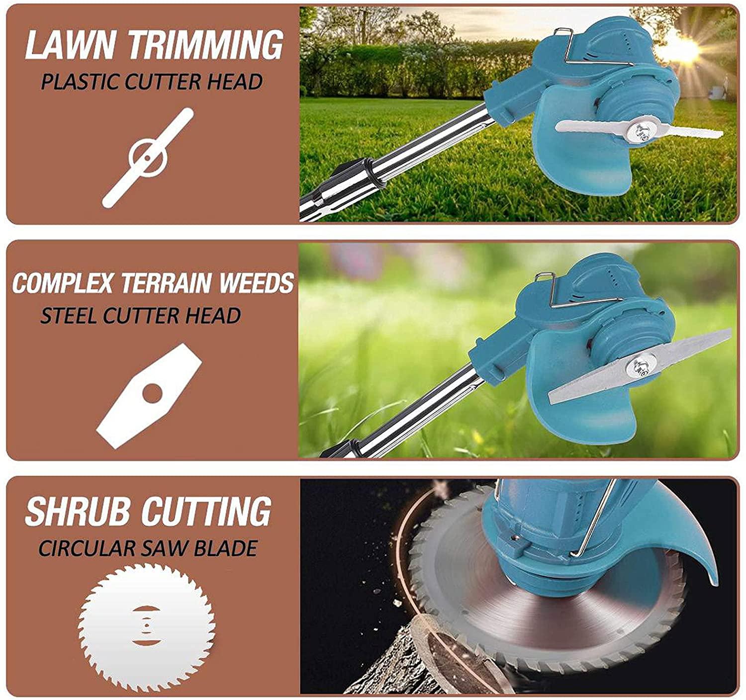 KHLRDK 12V Electric Grass Trimmer, Telescopic Electric Lawn Mower, Power Weeder with Battery and Charger for Lawn Trimming, Lawn Care, Driveway & Pathway Edging