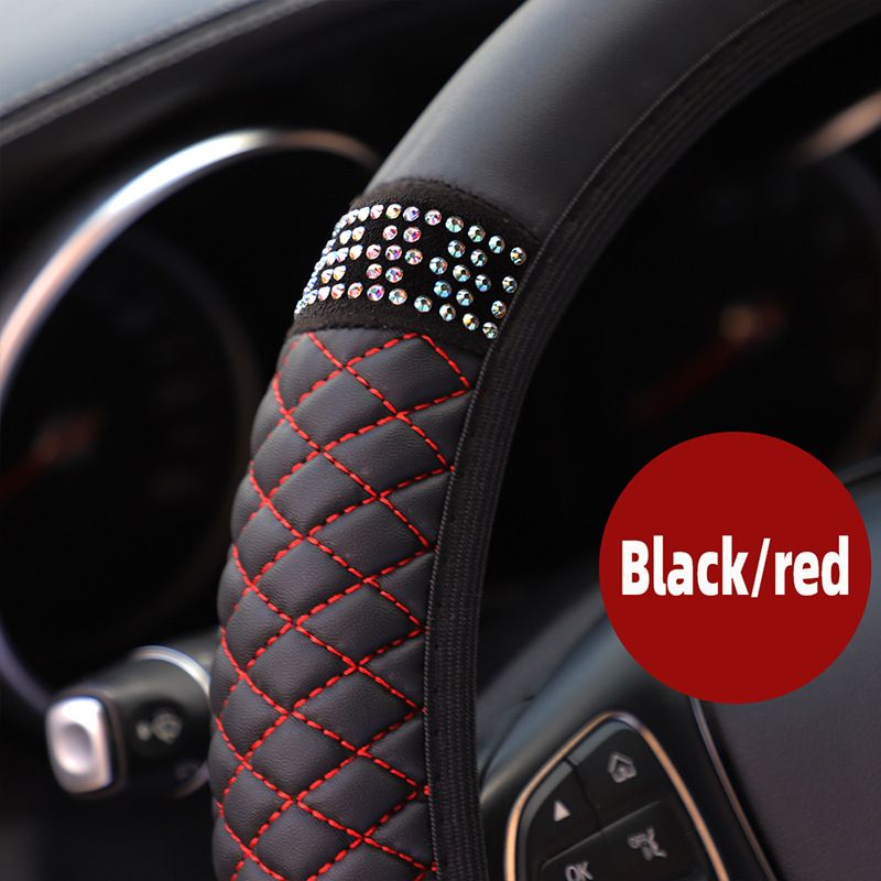 Bling Soft Faux Leather Car Steering Wheel Cover Non-Slip Heat And Cold Protector