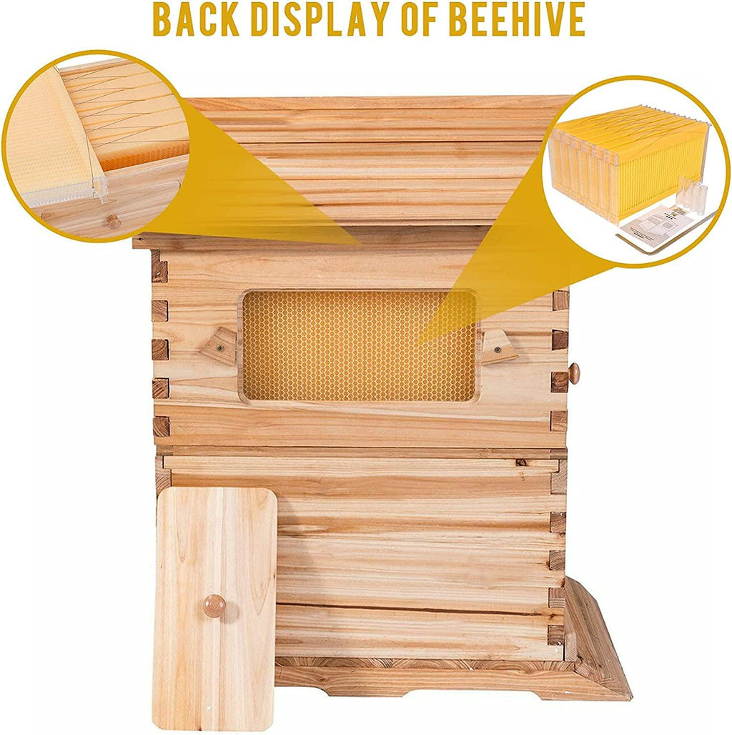 wuyule 7Pcs Auto Beehive Frame Comb Wooden Beehive House, Automatic Honey Flows Hive Beehive Frames Kit, Beehives and Supplies Starter Kit for Beekeepers