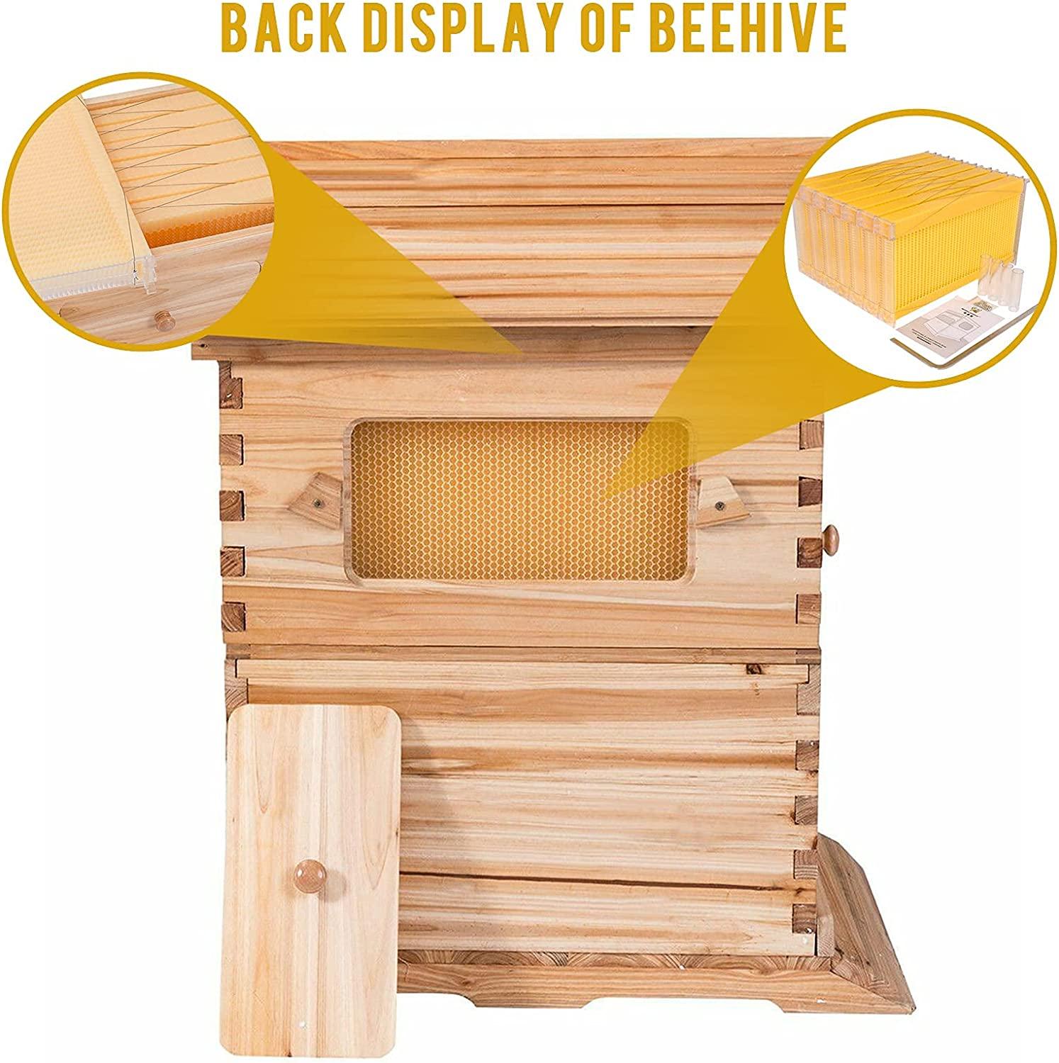 wuyule 7Pcs Auto Beehive Frame Comb Wooden Beehive House, Automatic Honey Flows Hive Beehive Frames Kit, Beehives and Supplies Starter Kit for Beekeepers