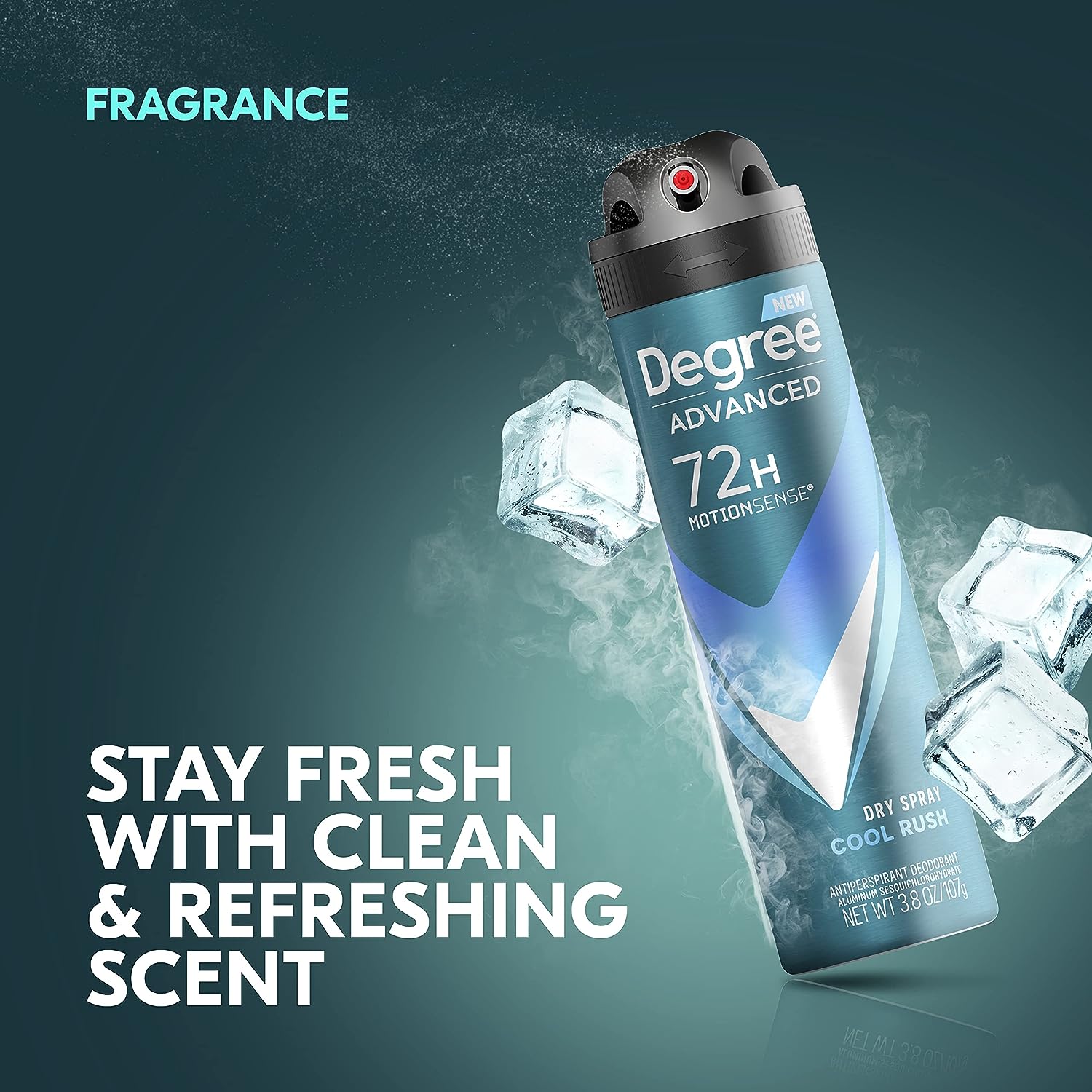 Degree Men Advanced Antiperspirant Deodorant Dry Spray Cool Rush, Pack of 12, 72-Hour Sweat and Odor Protection Deodorant for Men With MotionSenseTechnology 3.8 oz