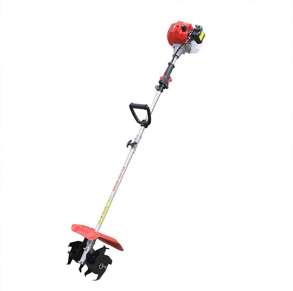 Handheld Gas Powered Tillers Cultivator, 42.7CC 2 Stroke Engine Machine Weeding Tool Suitable for Digging Weed Removal Soil Cultivation