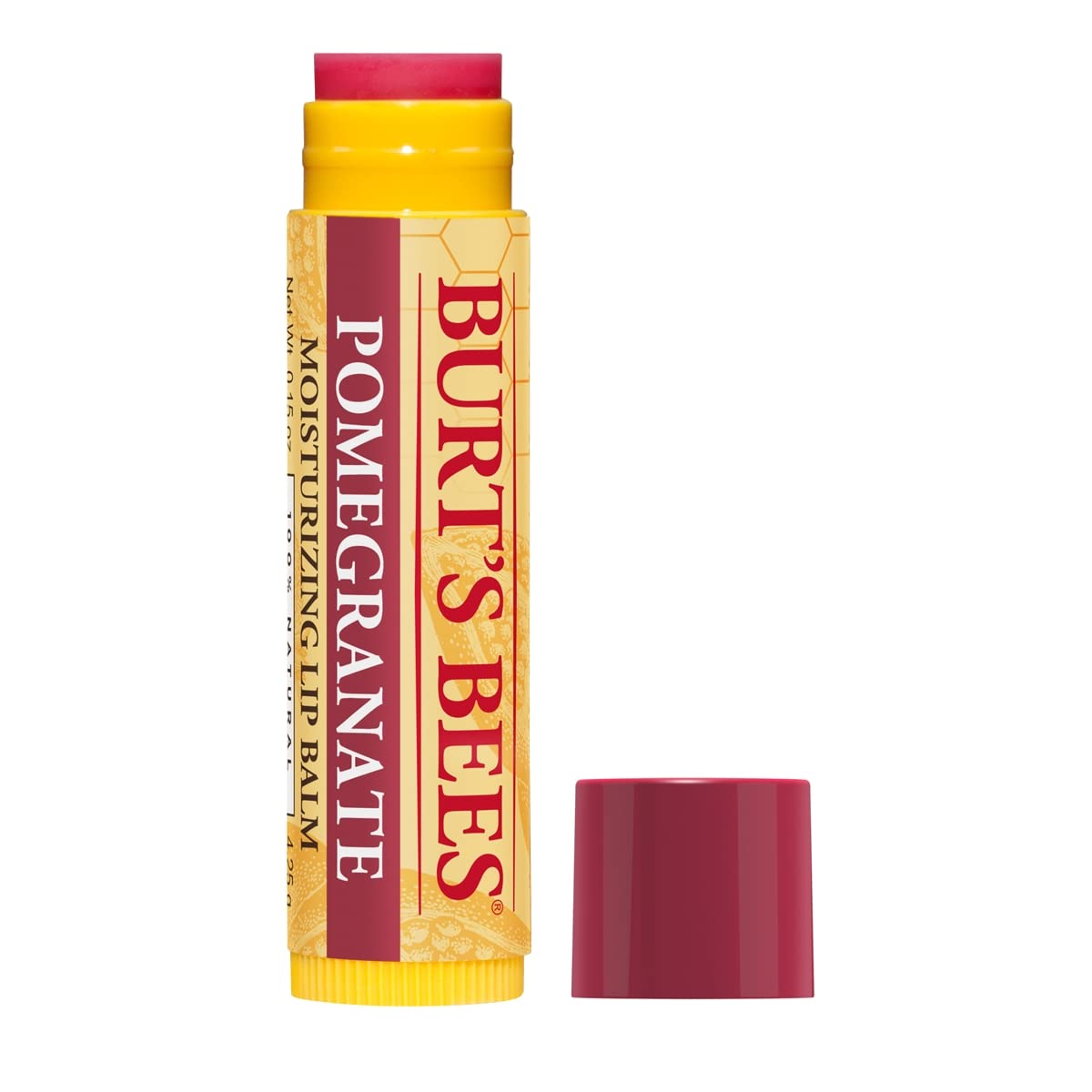 Burt's Bees Lip Balm, Moisturizing Lip Care, All Natural, Original Beeswax with Vitamin E &amp; Peppermint Oil -Pomegranate (2 Pack)