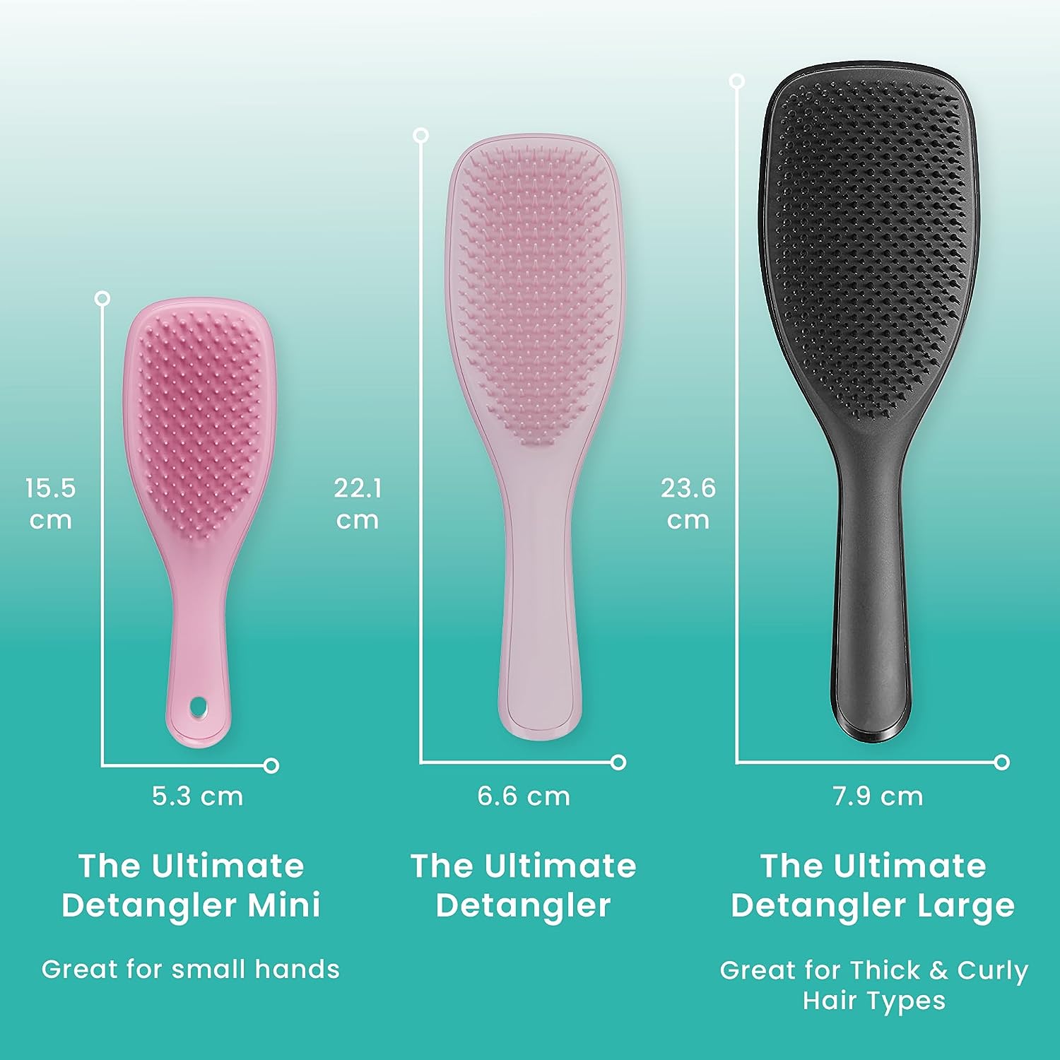 Tangle Teezer The Large Ultimate Detangling Brush, Dry and Wet Hair Brush Detangler for Long, Thick, Curly and Textured Hair, Black Gloss