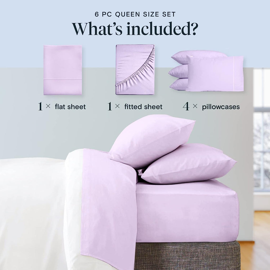 LuxClub 6 PC California King Size Sheet Set Bamboo Sheets Deep Pockets 18" Eco Friendly Wrinkle Free Cooling Sheets Machine Washable Hotel Bedding Silky Soft - Periwinkle California King