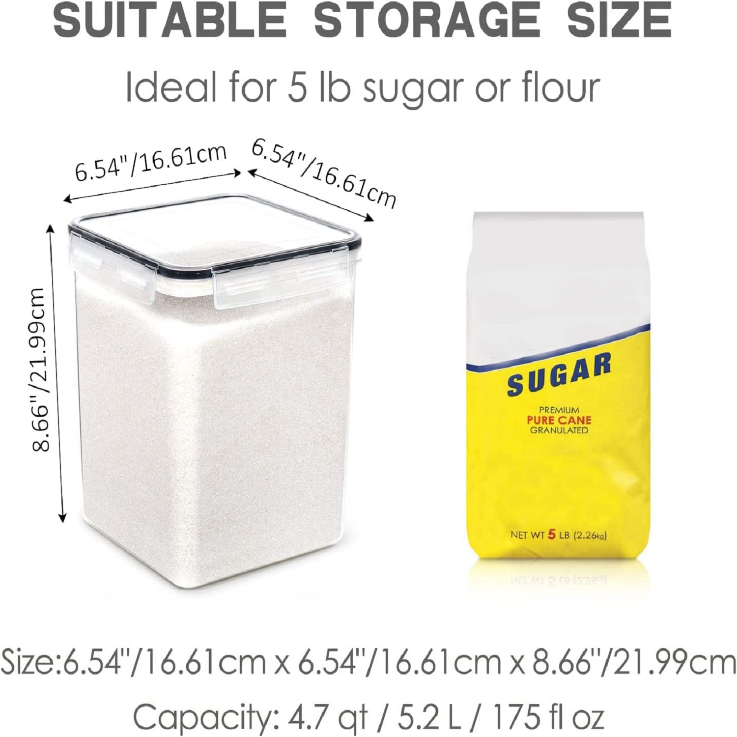 1/2pcs LarFood StoraContainers With Lids 5.2L/176oz, BPA PP Material Plastic Airtight Food StoraFor Flour, Sugar, BaSupplies