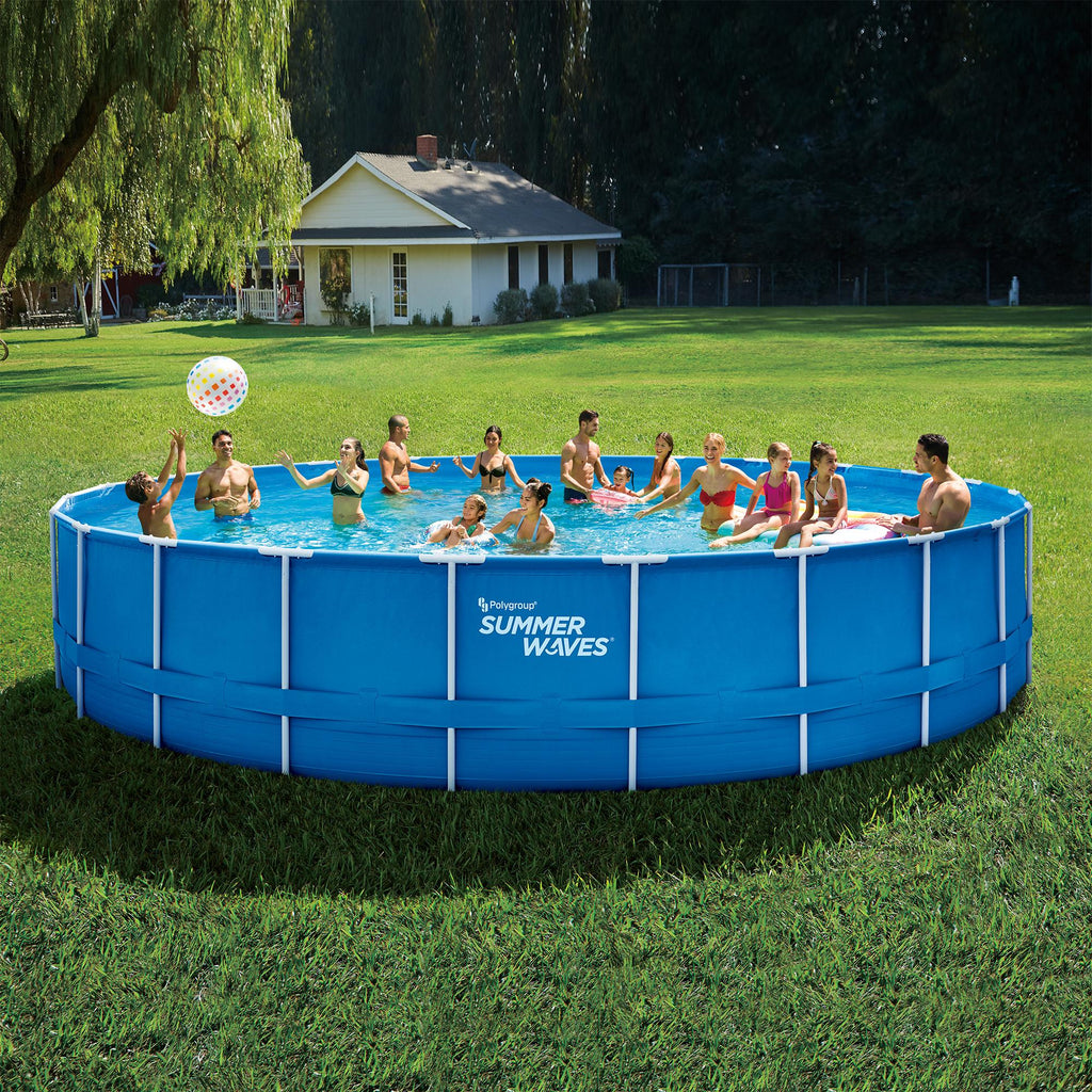 Summer Waves 24 ft Active Frame Round Above Ground Swimming Pool