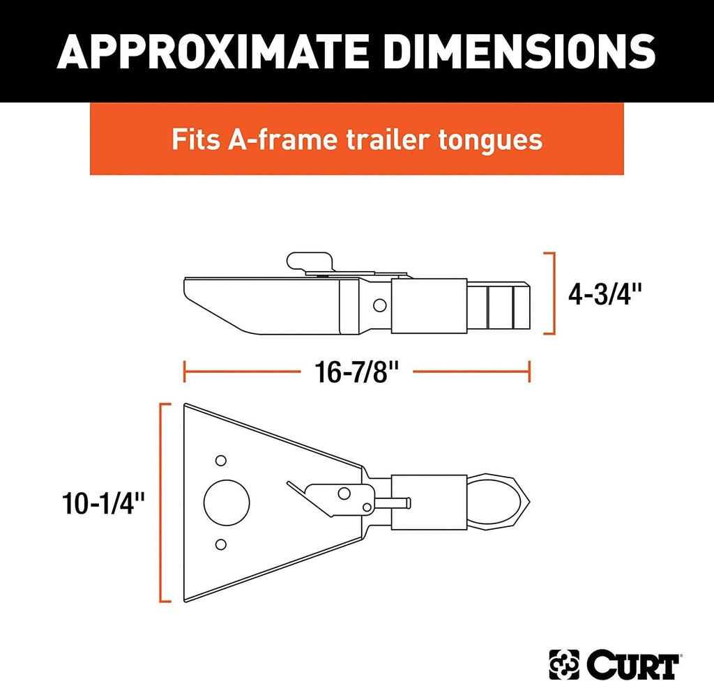 CURT 25227 Black A-Frame Trailer Coupler, 2-5/16-Inch Hitch Ball, 12,500 lbs