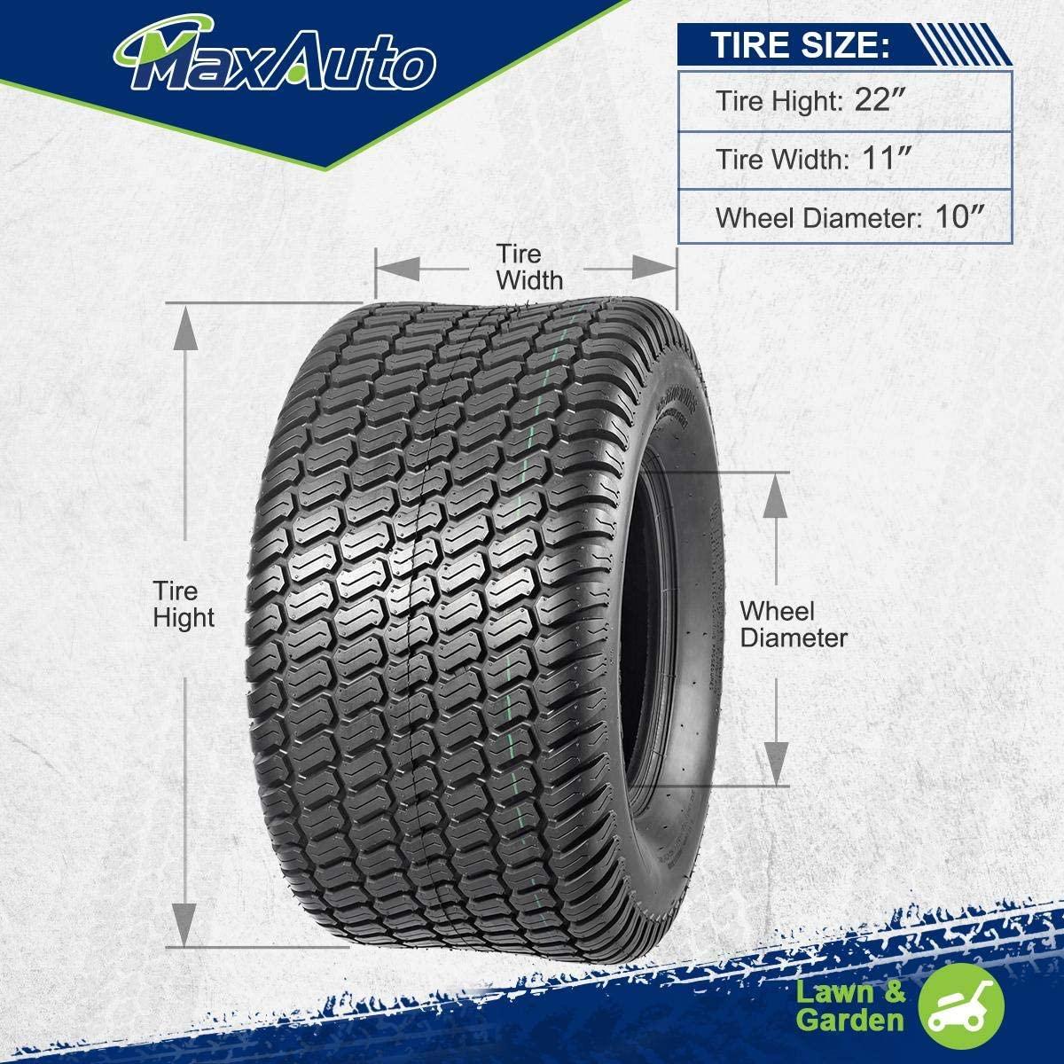 MaxAuto 22X11-10 Turf Lawn Mower Tractor Riding Garden Tire, P332 4PR Load Range B,2Pcs