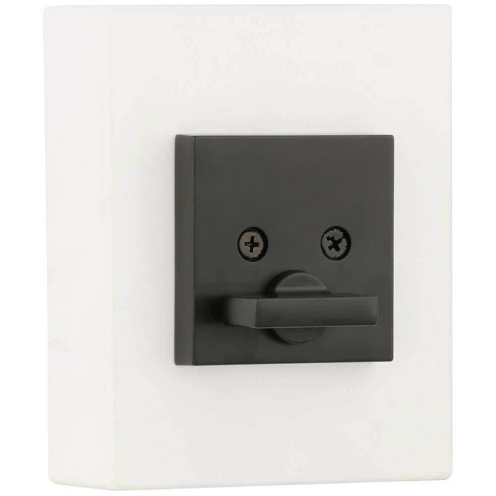 Downtown Low Profile Iron Black Square Single Cylinder Contemporary Deadbolt featuring SmartKey Security