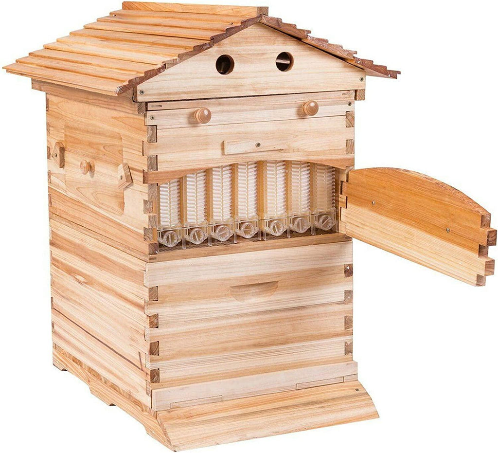 Auto Beehive Frame Comb - 7Pcs Automatic Wooden Beehive House, Auto Honey Hive Beehive Frames, Beekeeping Wooden House Beehive Boxes, Beehives and Supplies Starter Kit for Beekeepers
