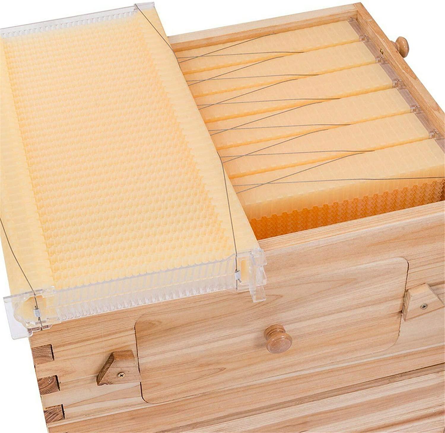 Auto Beehive Frame Comb - Tberar 7Pcs Automatic Wooden Beehive House, Auto Honey Hive Beehive Frames, Beekeeping Wooden House Beehive Boxes, Beehives and Supplies Starter Kit for Beekeepers