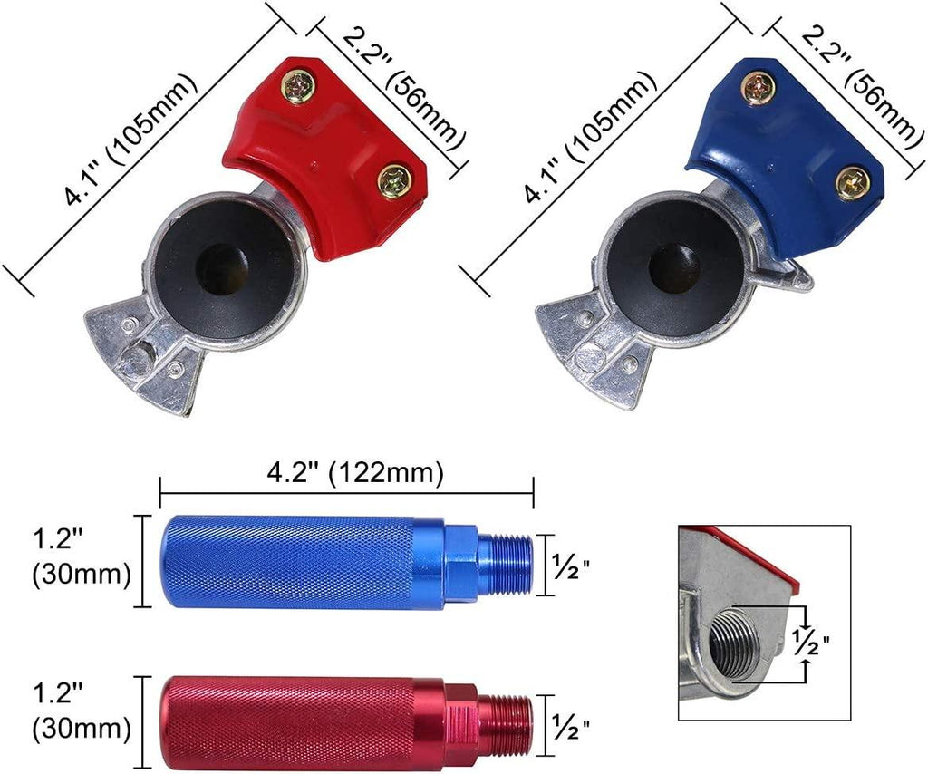 KOOTANS 15Ft 3 in 1 ABS 7 Way Electrical Cable and Rubber Air Line Hose Wrap Assembly with Aluminum Service Emergency Glad Hands and Extension Handles for Semi Truck Trailer Tractor