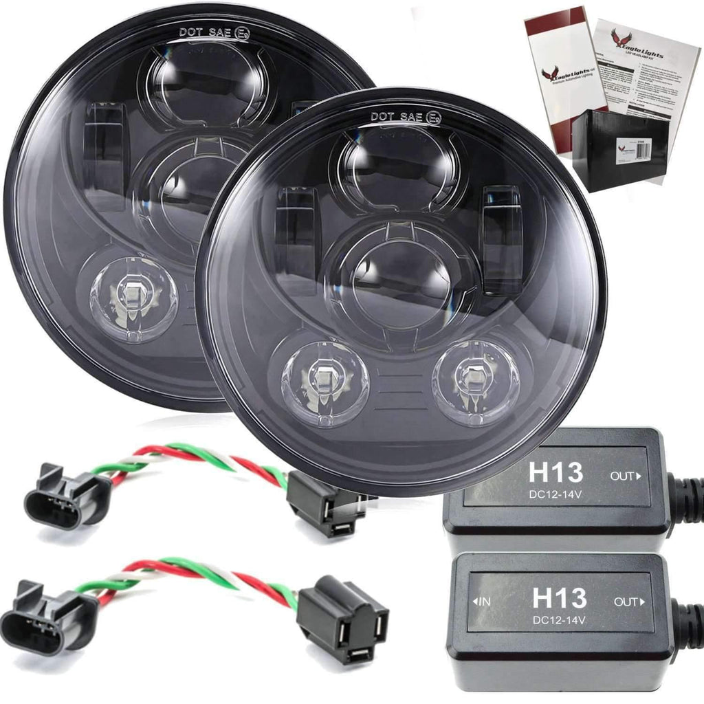Eagle Lights 7" Round LED Generation III - Black - Jeep Wrangler - Double Pack